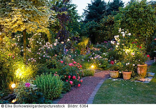 Garten mit Beleuchtung