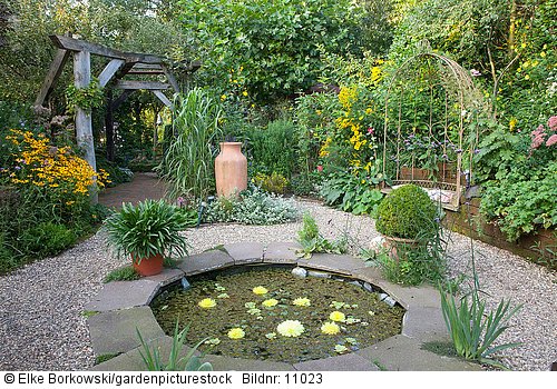 Kleiner Garten mit Teich