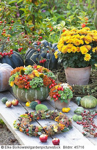 Herbstlich dekorierter Tisch
