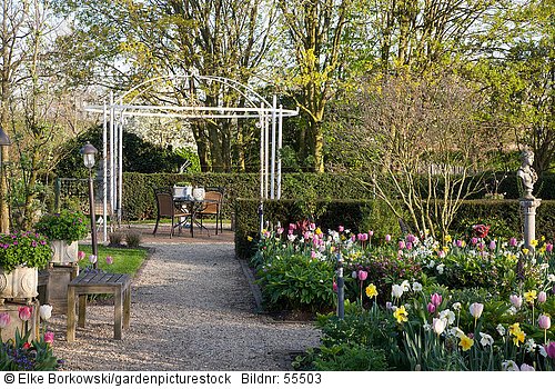 Frühlingsgarten mit Zwiebelblumen